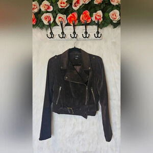 Forever 21 Suedette Bomber Jacket w/Buckles
